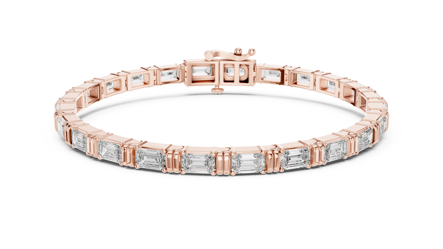 Rose Gold Emerald Cut Diamond Tennis Bracelet