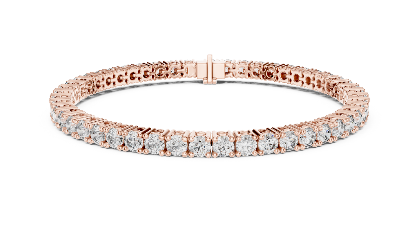 Rose Gold Round Diamond Tennis Bracelet with Prong Setting
