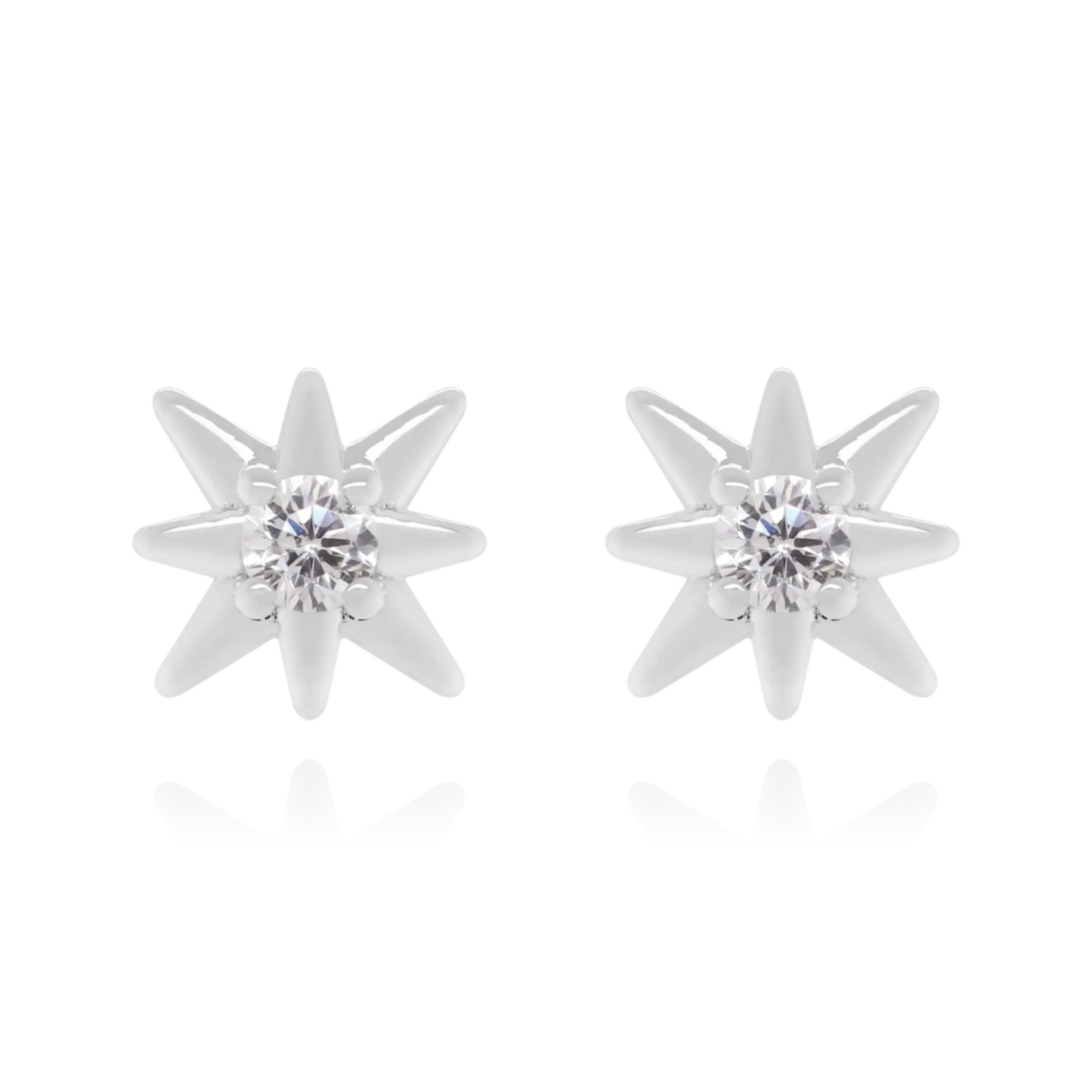 Diamond Star Stud Earrings Cushionblue