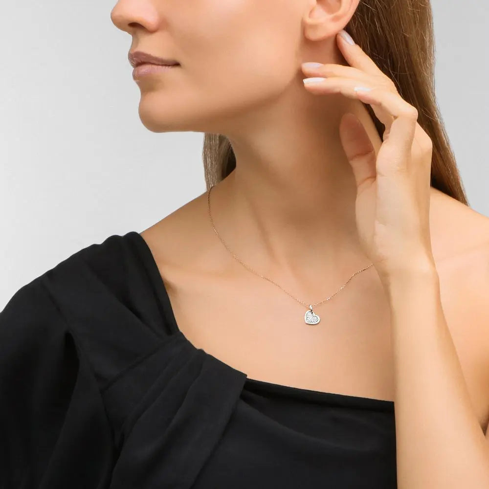 Rose Gold Heart pendant necklace with diamonds - cushionblue