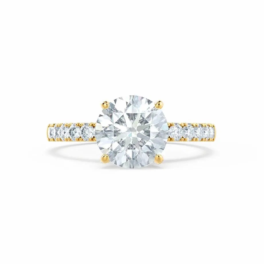 Scalloped Pavé Yellow Gold Diamond Engagement Ring - cushionblue