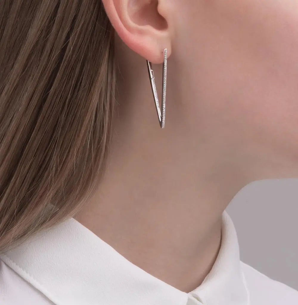 White Gold Latch back earrings with diamonds(0.39 ct) - cushionblue