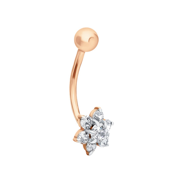 14k Gold Fairy Flower Pure Belly Button Flower Belly Ring. Cushionblue