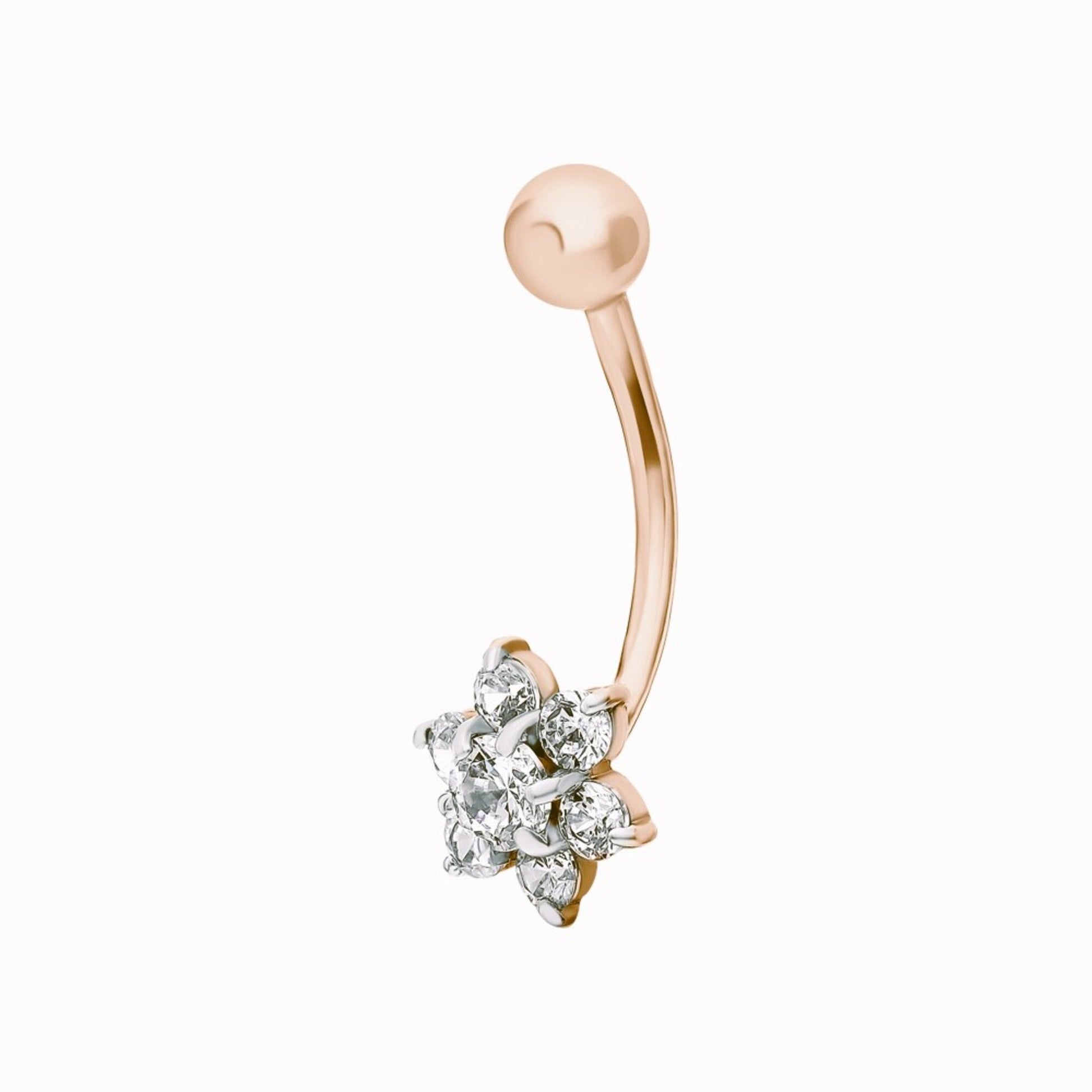 14k Gold Fairy Flower Pure Belly Button Flower Belly Ring. Cushionblue