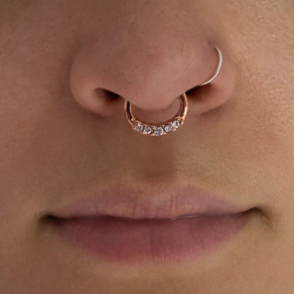 14K Gold Diamond Septum Nose Ring,Nose Hoop, Helix Piercing. Cushionblue