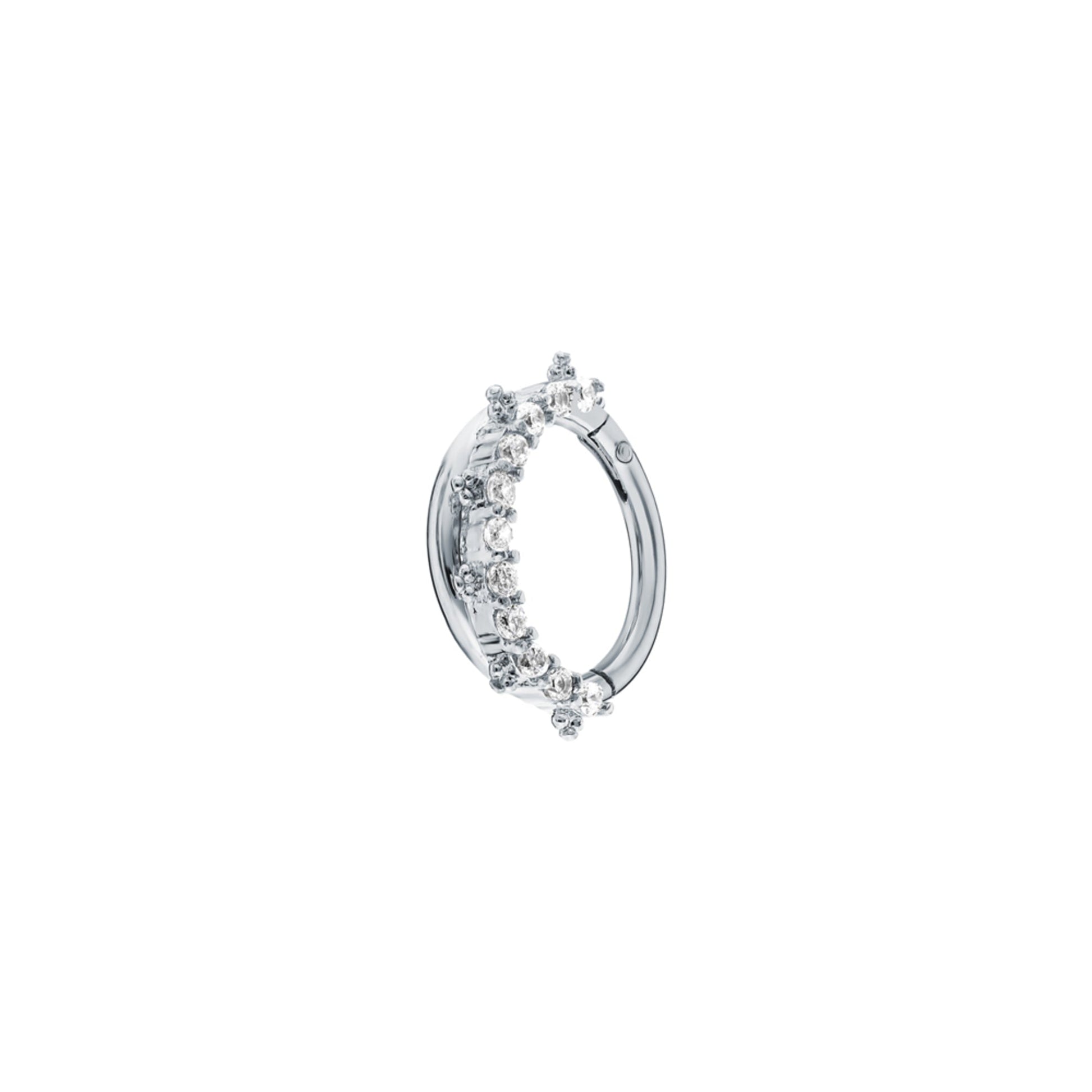 14K Gold Daith Earring, Diamond Septum Ring Cushionblue