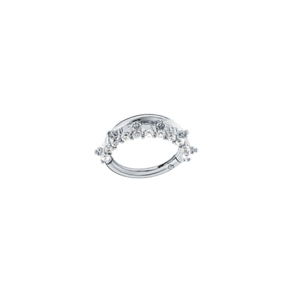 14K Gold Daith Earring, Diamond Septum Ring Cushionblue