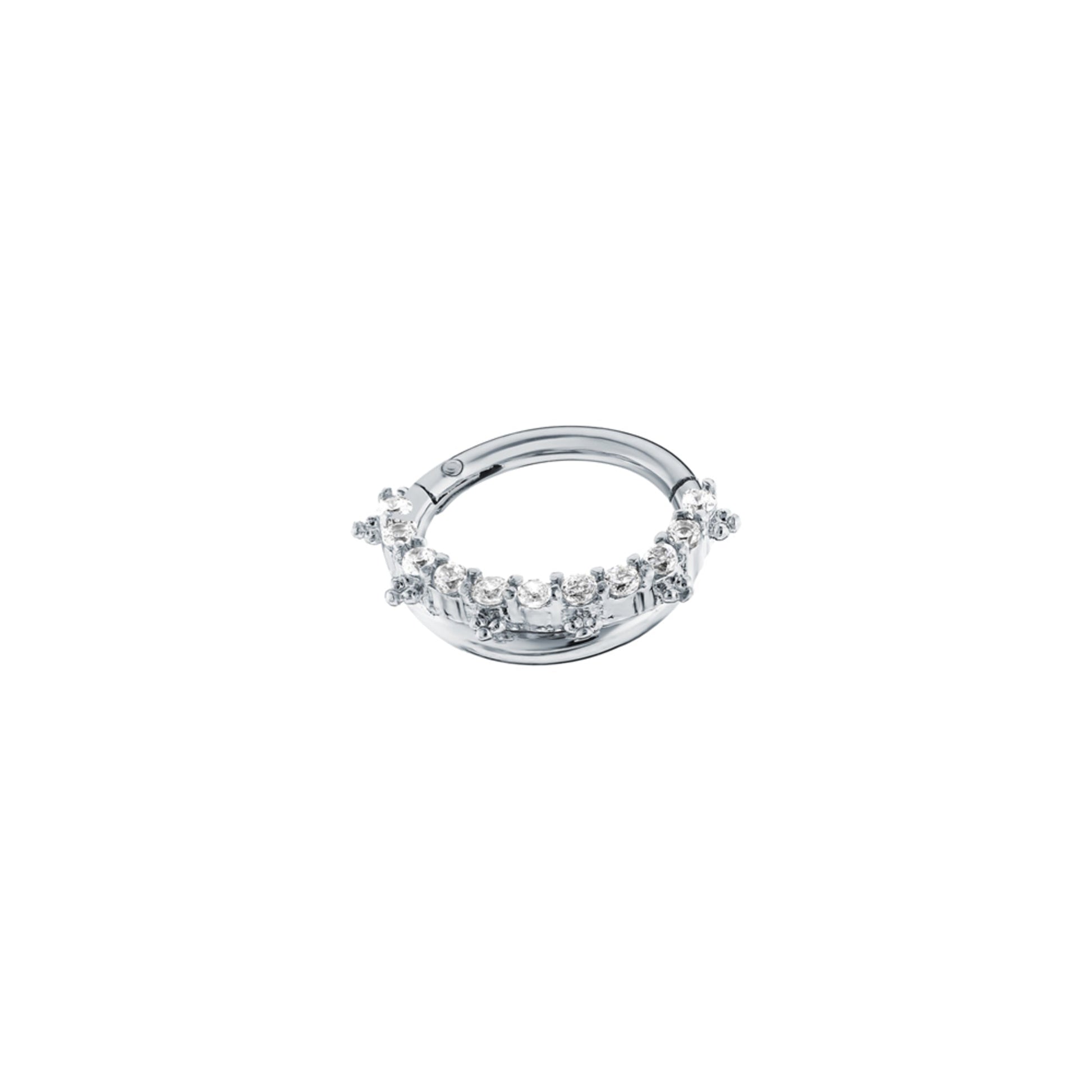 14K Gold Daith Earring, Diamond Septum Ring Cushionblue