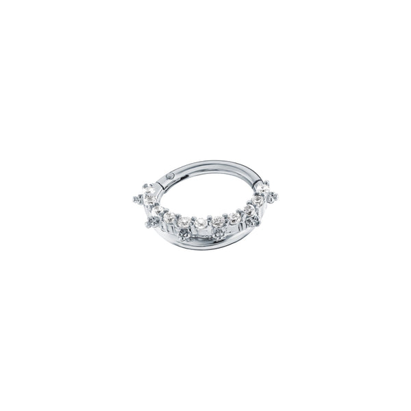 14K Gold Daith Earring, Diamond Septum Ring Cushionblue