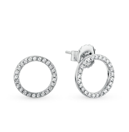 Open Circle Diamond Stud Earring Cushionblue