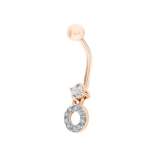 14k Solid Gold navel Belly Ring Cushionblue