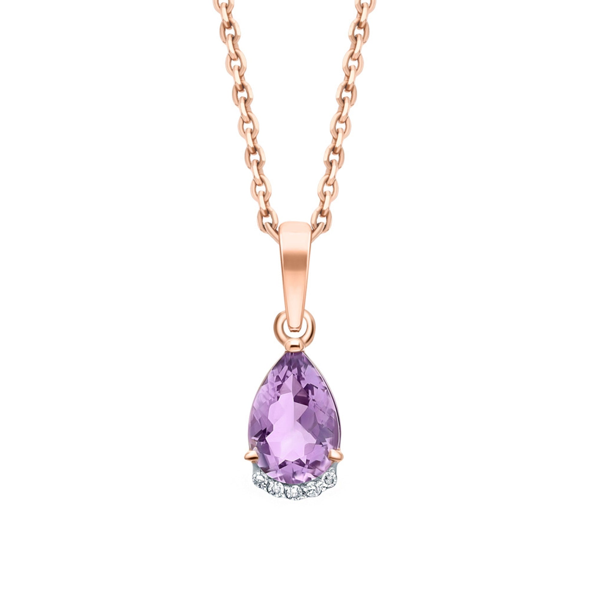 14Kt Gold Amethyst Teardrop Necklace Cushionblue