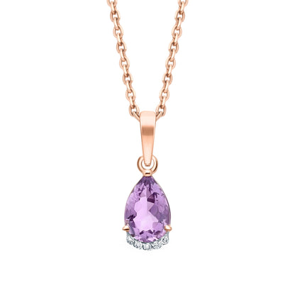 14Kt Gold Amethyst Teardrop Necklace Cushionblue
