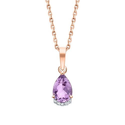 14Kt Gold Amethyst Teardrop Necklace Cushionblue