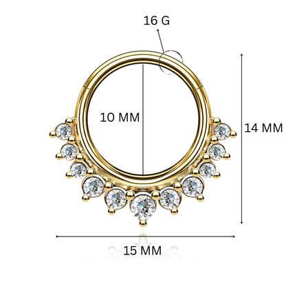 14K Solid Gold Daith Ring, Septum Conch piercing Cushionblue