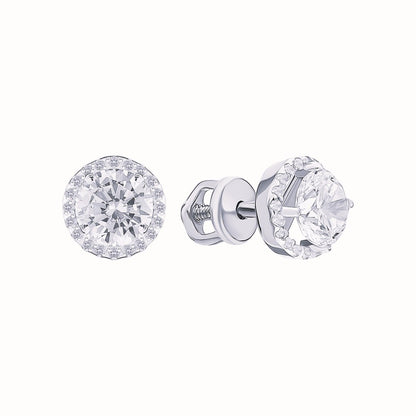 14k Gold Diamond 7.5MM Round Stud Earring. cushionblue
