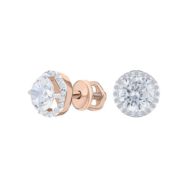 14k Gold Diamond 7.5MM Round Stud Earring. cushionblue
