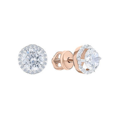 14k Gold Diamond 7.5MM Round Stud Earring. cushionblue