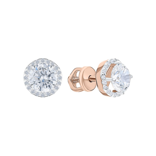 14k Gold Diamond 7.5MM Round Stud Earring. cushionblue