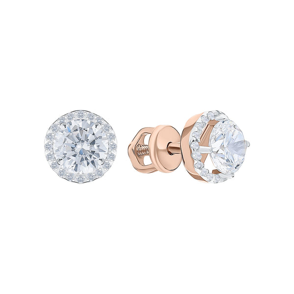 14k Gold Diamond 7.5MM Round Stud Earring. cushionblue
