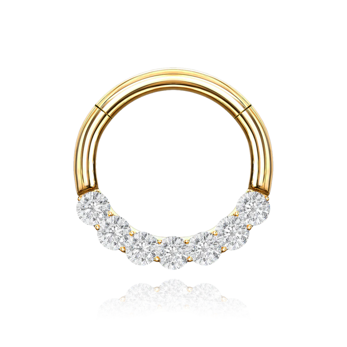 14k Solid Gold Conch Clicker Hoop Cushionblue
