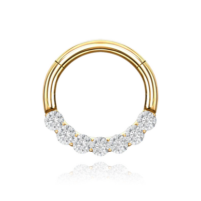 14k Solid Gold Conch Clicker Hoop Cushionblue