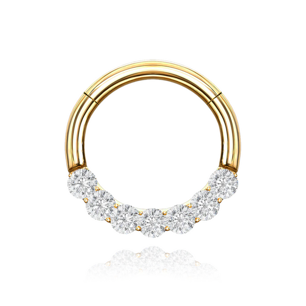 14k Solid Gold Conch Clicker Hoop Cushionblue