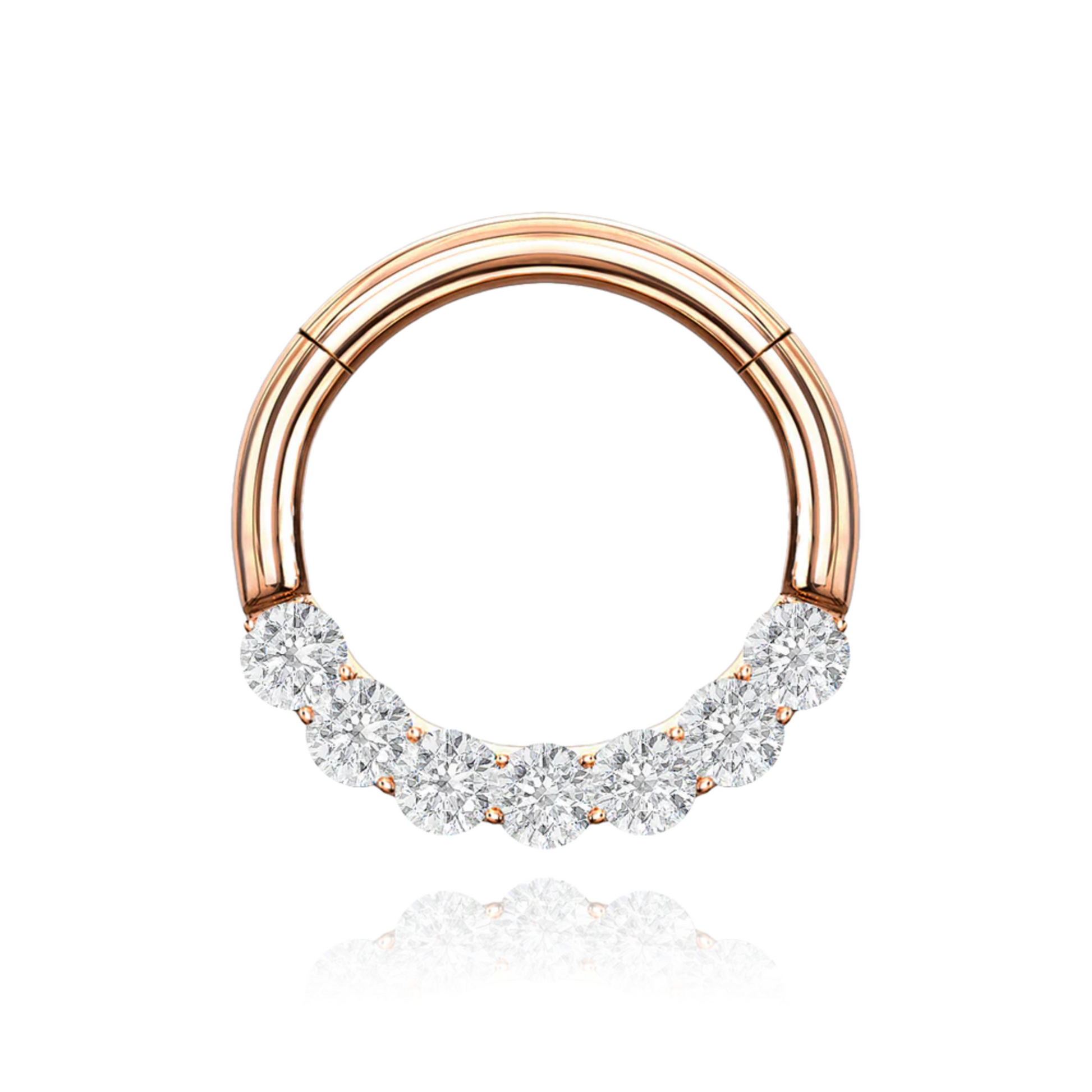 14k Solid Gold Conch Clicker Hoop • Small Septum • Diamond Helix Clicker Ring Hoop. Cushionblue