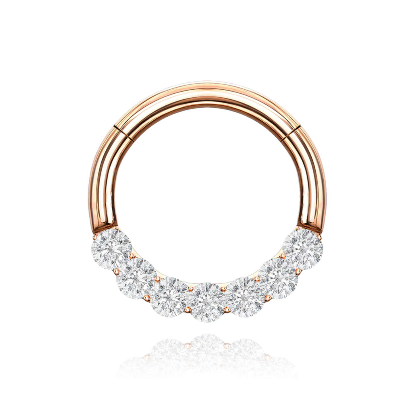 14k Solid Gold Conch Clicker Hoop Cushionblue