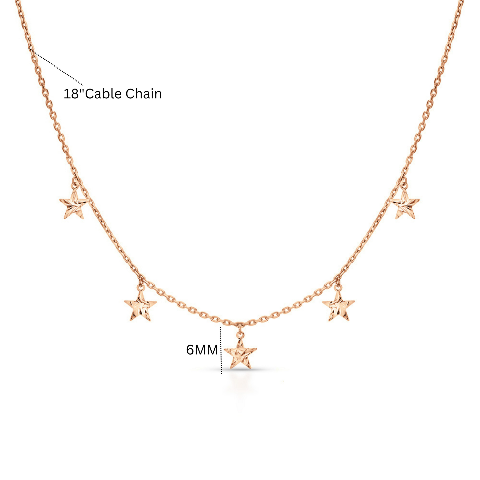 14k Solid Gold Star Dangle Choker Necklace | Tiny Star Station Necklace | Celestial Jewelry for Astrology Lovers, Gift for Her. Cushionblue