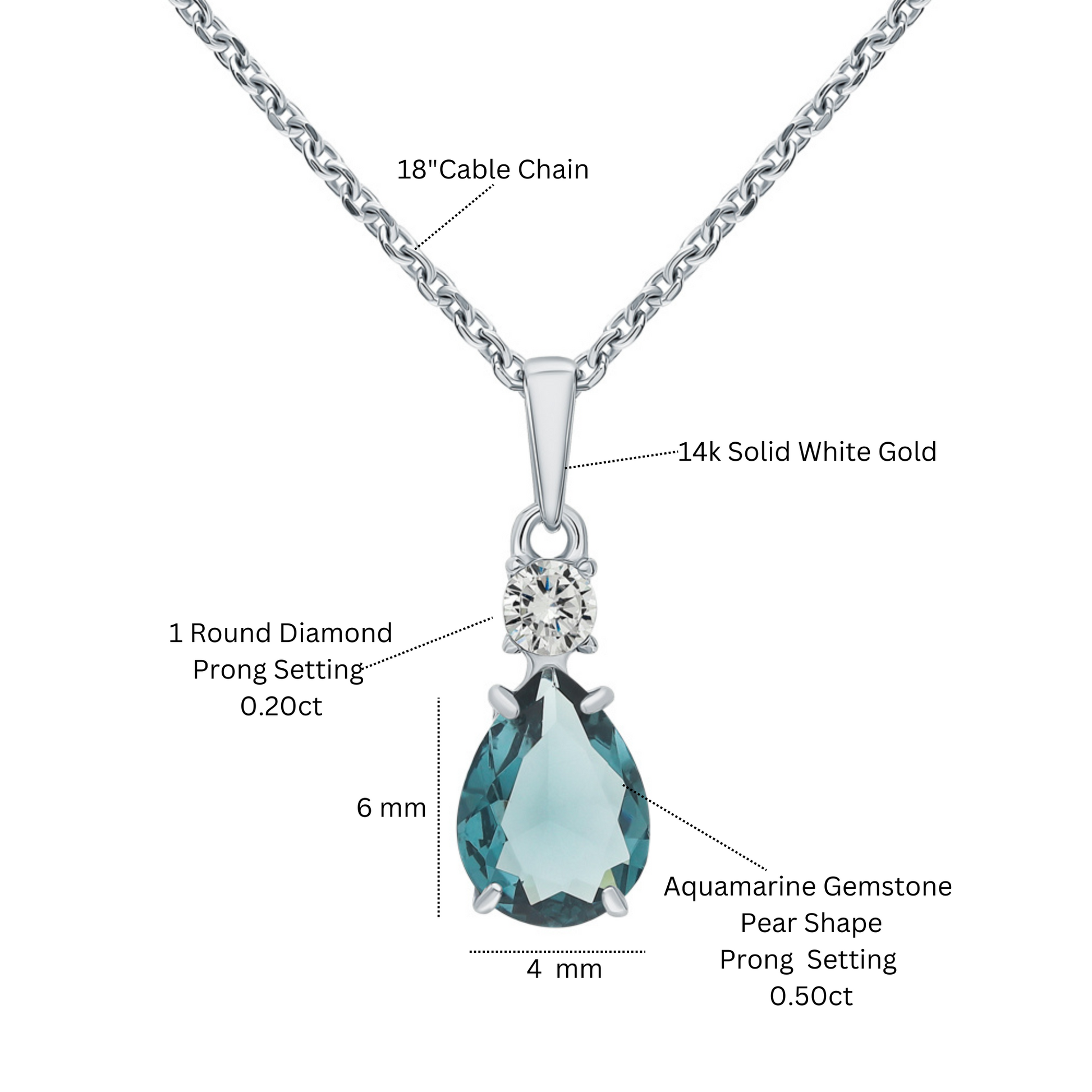 14k Gold Green Aquamarine  Necklace. Cushionblue