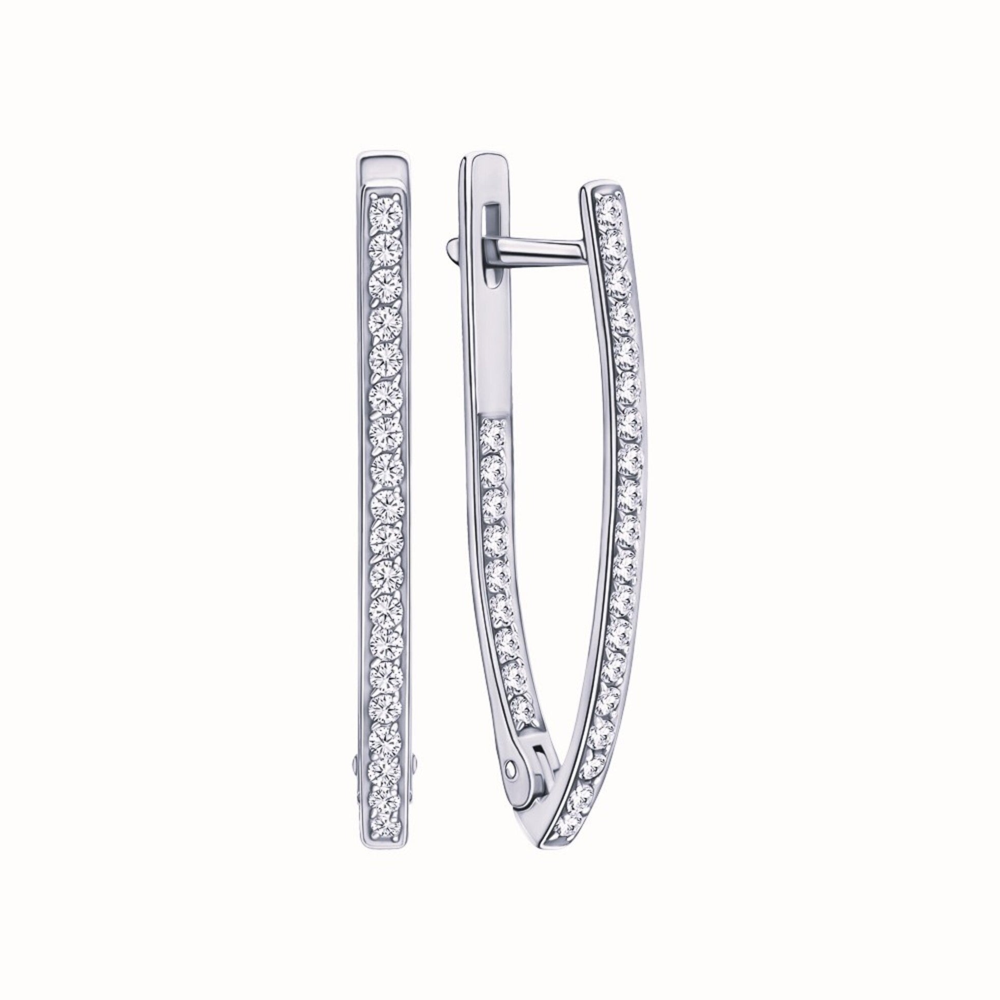 Geometric V-shaped Diamond Hoop Earring Cushionblue