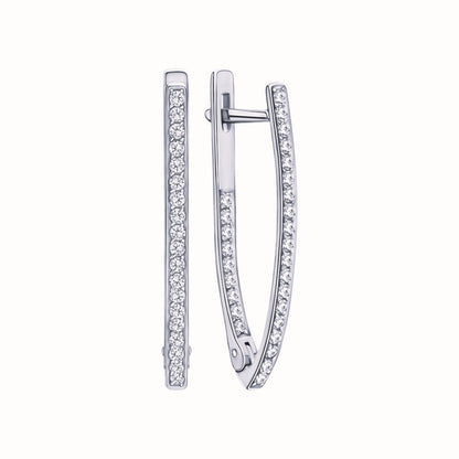 Geometric V-shaped Diamond Hoop Earring Cushionblue