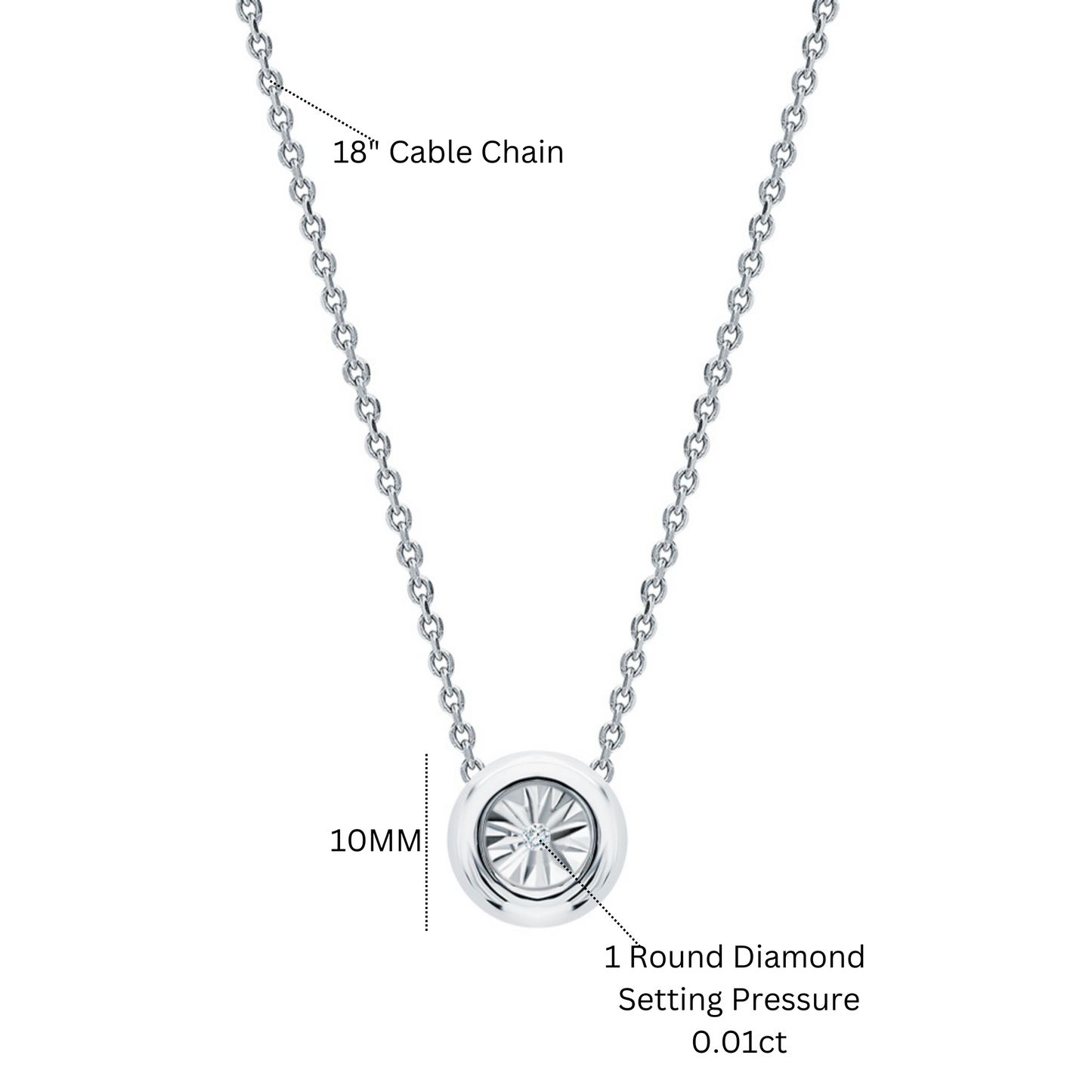 14k Solid Gold Solitaire Diamond Necklace | Bezel Set Round Diamond Pendant | Dainty Birthday or Everyday Gift. Cushionblue