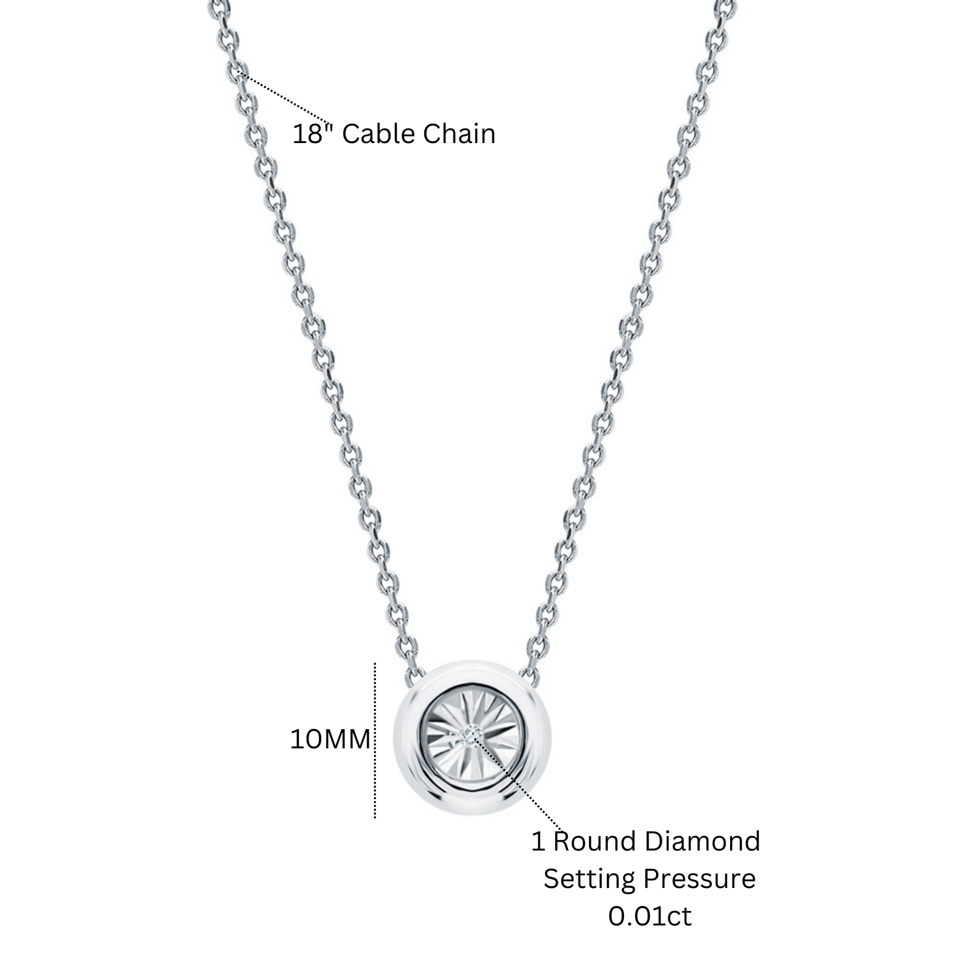 14k Solid Gold Solitaire Diamond Necklace | Bezel Set Round Diamond Pendant | Dainty Birthday or Everyday Gift. Cushionblue