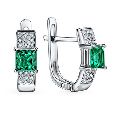 14k Solid Gold Emerald Hoop Earring. Cushionblue