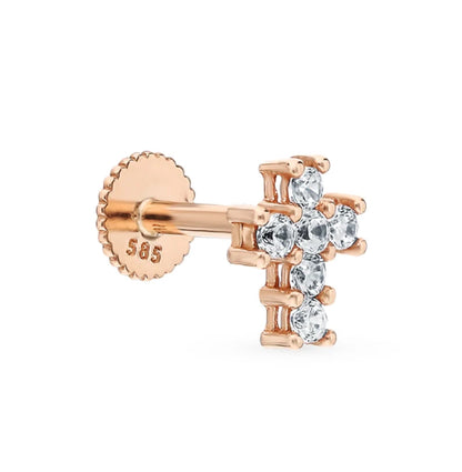 Cross Diamond Stud Earring Cushionblue