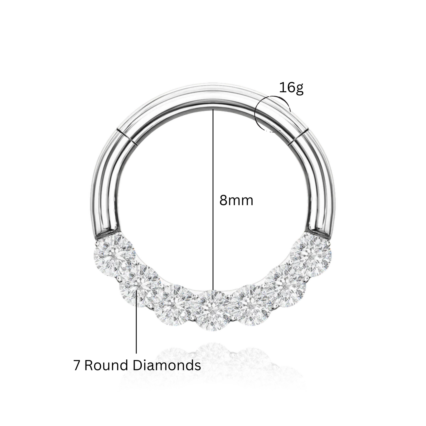 14k Solid Gold Conch Clicker Hoop • Small Septum • Diamond Helix Clicker Ring Hoop. Cushionblue