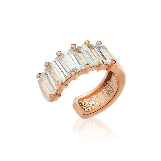 14k Gold Helix Ear Cuff Baguette Diamond  Ear Cuff, Wrap Earring. Cushionblue