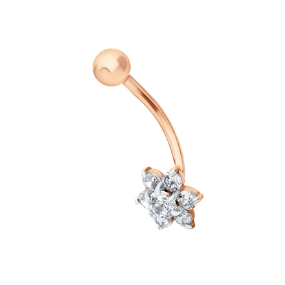 14k Gold Fairy Flower Pure Belly Button Flower Belly Ring. Cushionblue