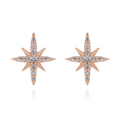 14k Gold Diamond Star Earring Cushionblue