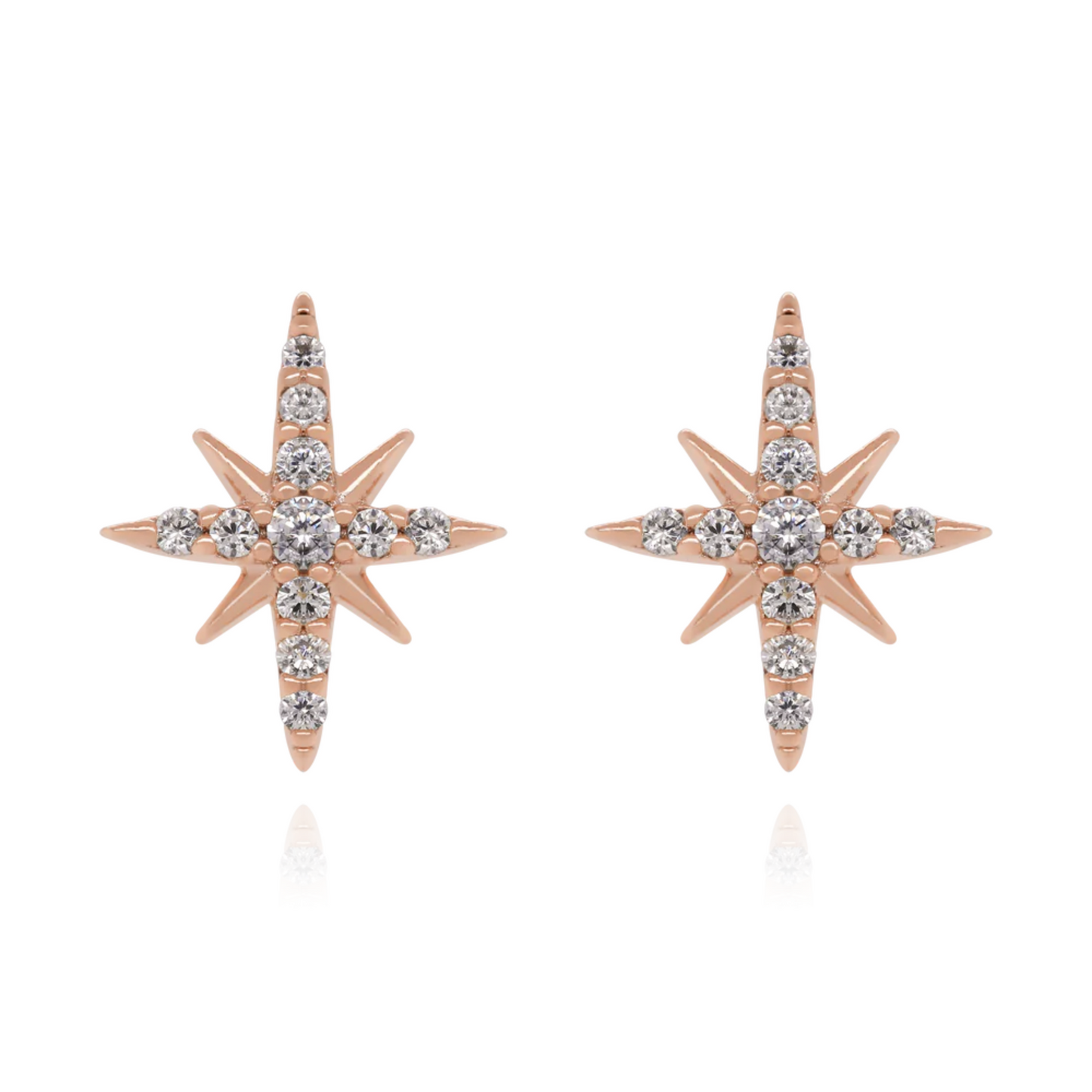 14k Gold Diamond Star Earring,Tiny Celestial North Stud,Cartilage North Star Piercing. Cushionblue