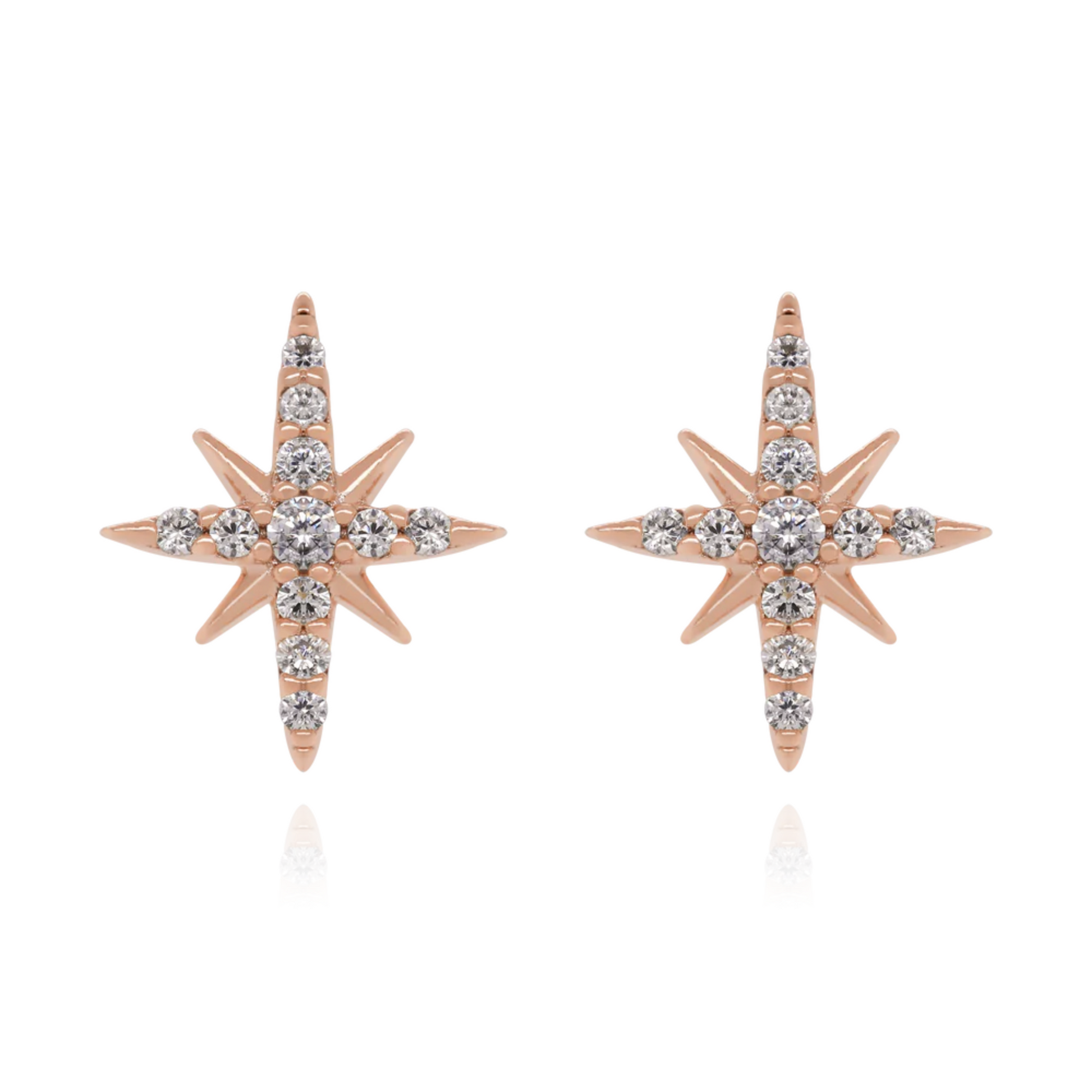 14k Gold Diamond Star Earring,Tiny Celestial North Stud,Cartilage North Star Piercing. Cushionblue