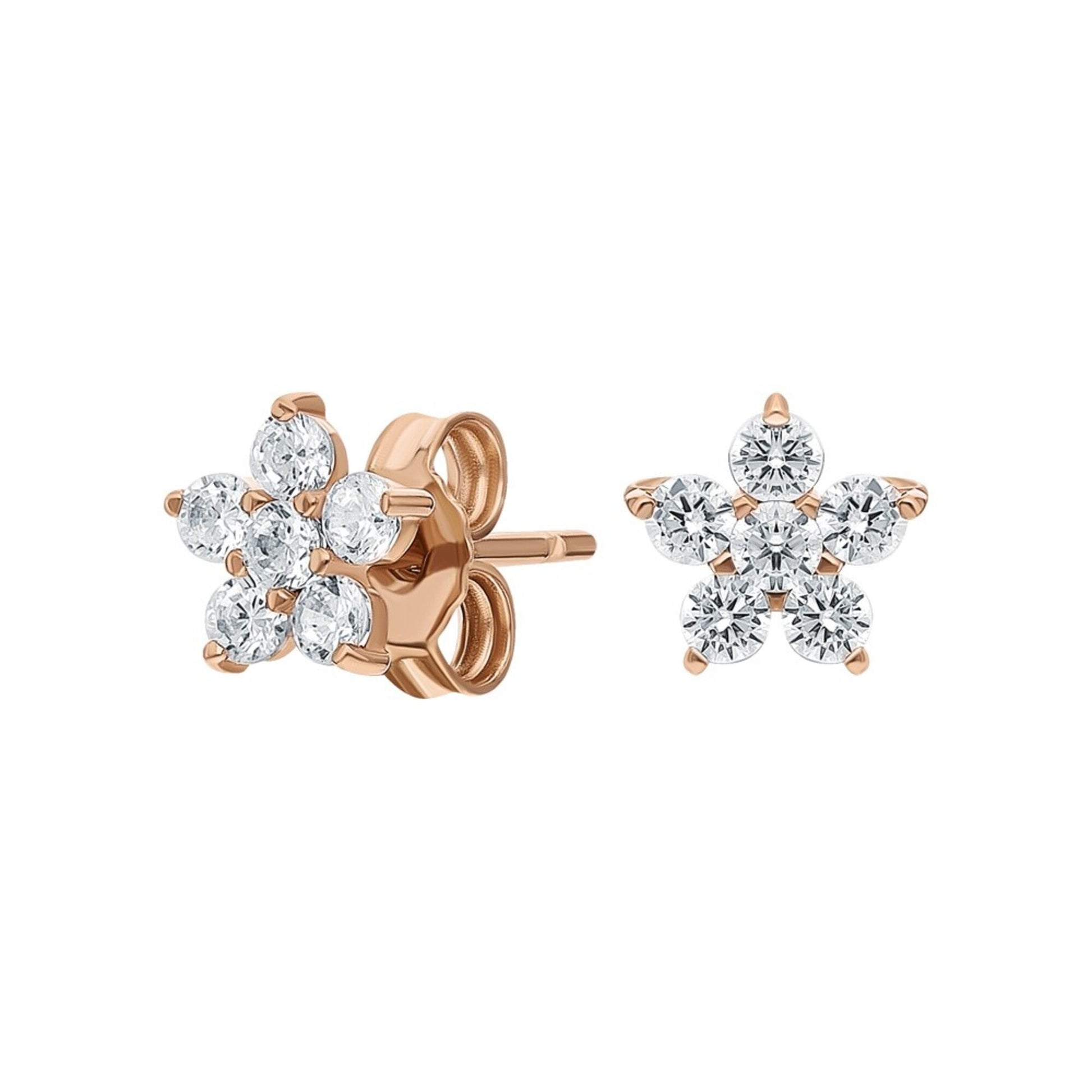 14K Solid Gold Flower Leaf Earring, Floral Cartilage Helix Piercing, Dainty Tree Branch. Cushionblue
