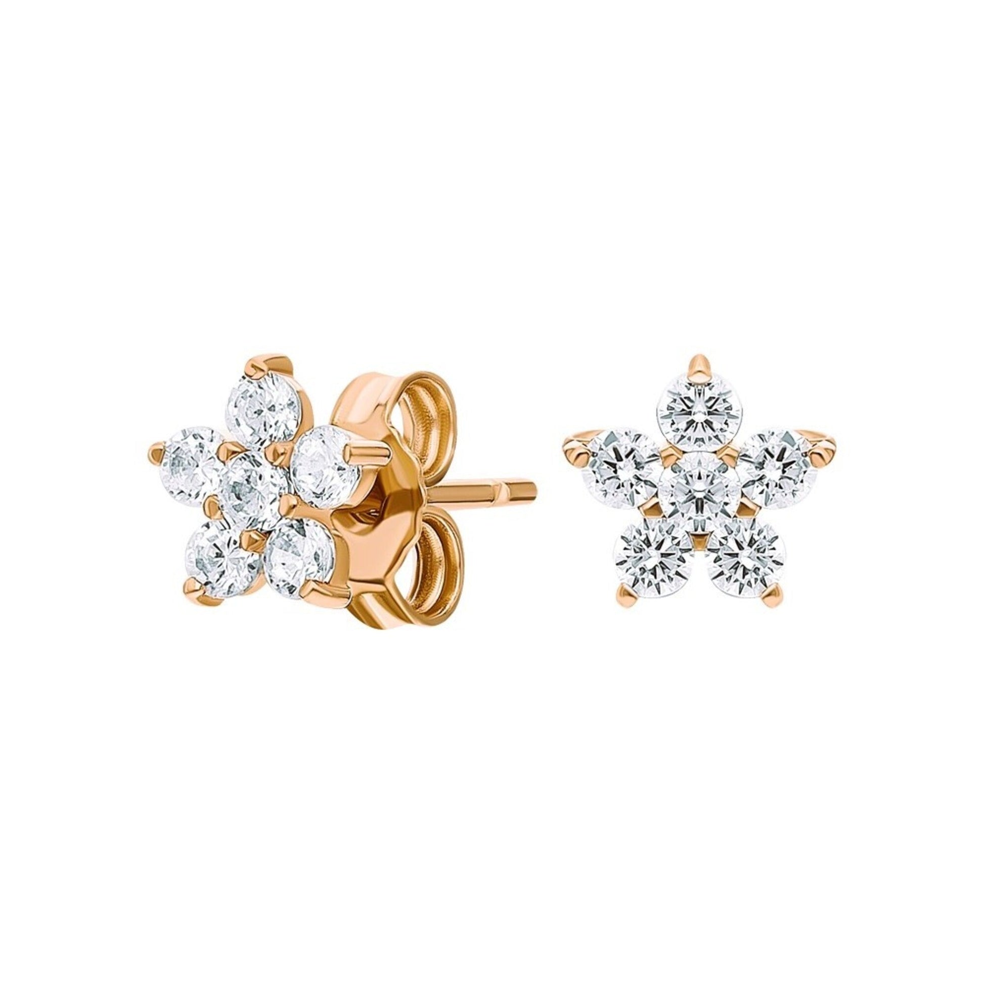 14K Solid Gold Flower Leaf Earring, Floral Cartilage Helix Piercing, Dainty Tree Branch. Cushionblue