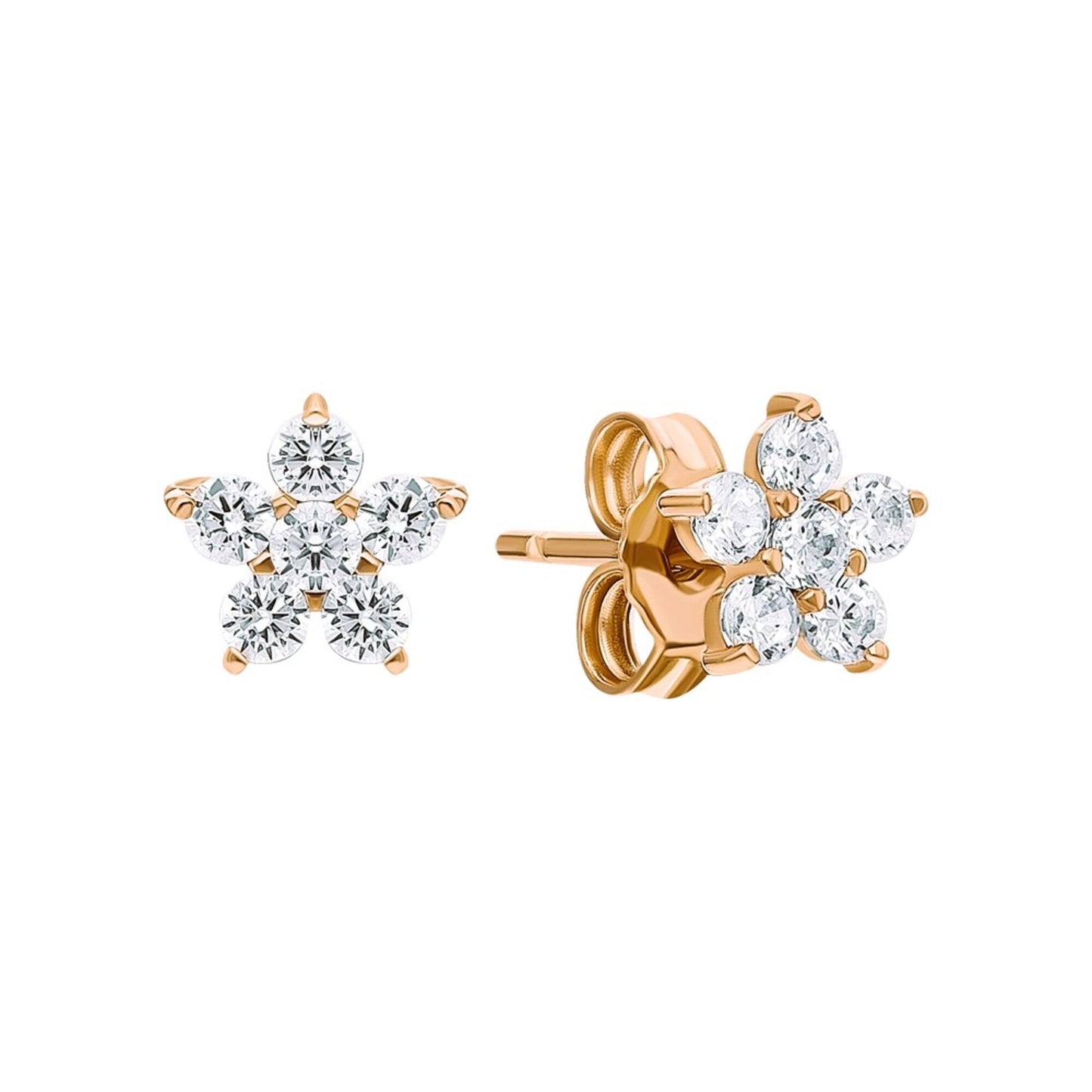 14K Solid Gold Flower Leaf Earring, Floral Cartilage Helix Piercing, Dainty Tree Branch. Cushionblue