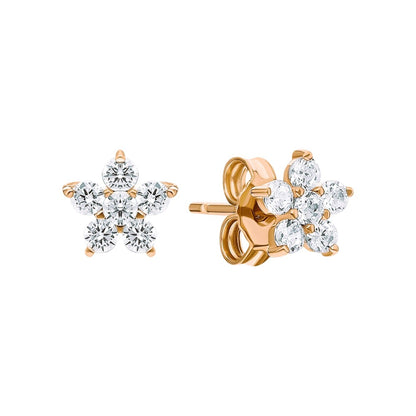 14K Solid Gold Flower Leaf Earring, Floral Cartilage Helix Piercing, Dainty Tree Branch. Cushionblue