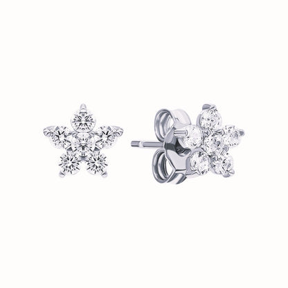 14K Solid Gold Flower Leaf Earring, Floral Cartilage Helix Piercing, Dainty Tree Branch. Cushionblue
