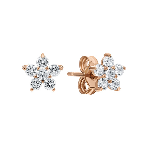 14K Solid Gold Flower Leaf Earring, Floral Cartilage Helix Piercing, Dainty Tree Branch. Cushionblue