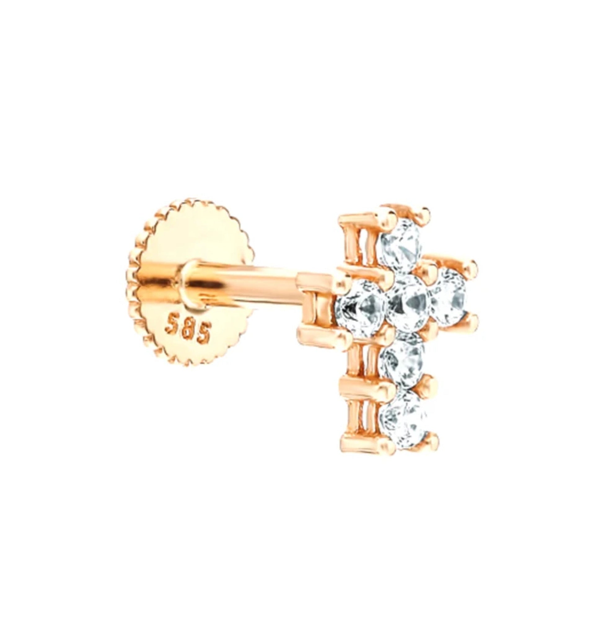 Cross Diamond Stud Earring Cushionblue